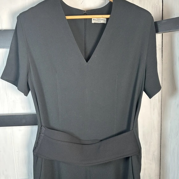 Balenciaga Black Silk Blend Belted V-Neck Jumpsuit, Size F40/US10/Medium, MINT!! - Picture 3 of 8